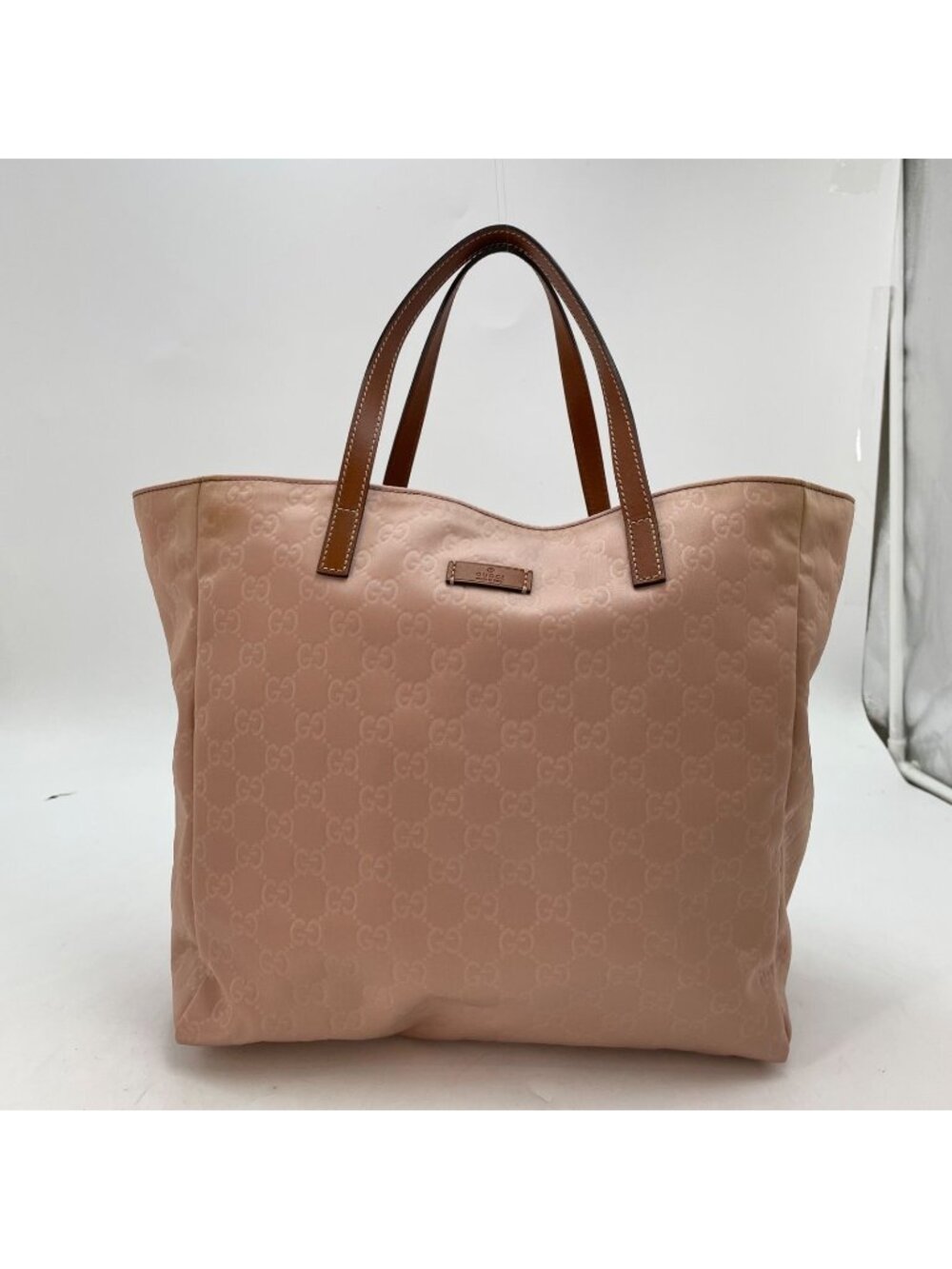 Gucci Tote Bag GG Nylon Business Shoulder Pink Travel
